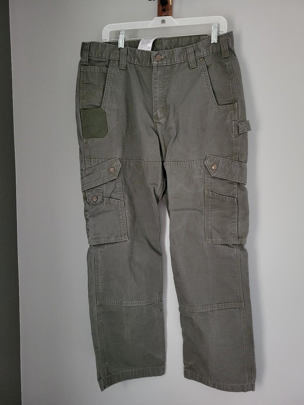 Carhartt Men's Relaxed Fit 34x30 Canvas Work Pants Dark Green/Gray B342-MOS